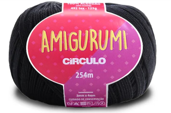 Linha Amigurumi Círculo Preta – Fio de Crochê 100% Algodão 125 g